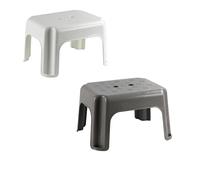 Plastic Sitting Stool Premium Strong Quality Non Slip Feet Step-Stool (White + Talpa)