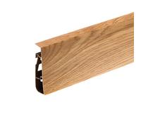 Plastic Skirting Board - High Line 2.5m PVC Skirting Board with Wire Cover Design - Alabama Oak - M141