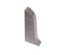 Plastic Skirting Board - Premium 2.2m PVC Skirting Board with Wire Cover Design - Light Grey Oak - M078 (Light Grey Oak - M078, Left End Cap)