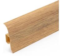 Plastic Skirting Board - Premium 2.2m PVC Skirting Board with Wire Cover Design - Light Grey Oak - M078 (Reduta Oak - M134, Skirting Board 2.2m)