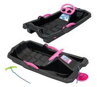 PLASTIC SLED WITH BRAKE AND HANDLEBAR ADAŚ 84x43x25CM BLACK WITH PINK