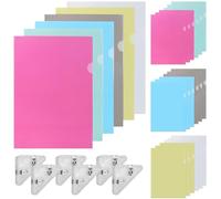Plastic Sleeves for A4 Paper, 24 Pcs Plastic A4 Folders with 6 Pcs Anti-Curling Corner Clamp, 6 Colours Folder Sheet Protector for Files Protection for Report, Presentation, Documents