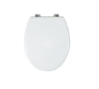 Plastic Slow Soft Close Toilet Seat Anti Bacterial Strong Hinges White & Grey Bathroom WC Oval Toilet Seats (White Plastic)