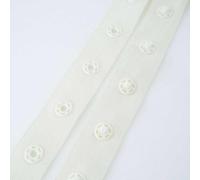 Plastic Snap Popper 20mm Tape 25mm Pitch Teddy Press Stud 9 Colour 2+ Meter 044D, 051 Cream, 1 Metre