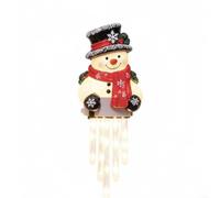 Plastic Snowman LED Icicle Lights Warm White Glow | Solar powered, warm white LEDs, cheerful snowman design, 30cm size, festive outdoor glow