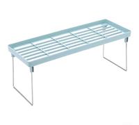 Plastic Spice Rack Storage Shelf for Kitchen Desktop with Stackable Compartments and Ventilated Design to Maximize Space and Drying (Blue)