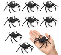 Plastic Spiders Halloween Spiders Large Fake Spiders for Halloween Toys Props Halloween Decorations Party Decor Black Plastic Spiders 8PCS Black Big Spider Web Decoration Fake Large Spider 3.9"x3.7"