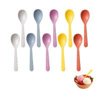 Plastic Spoons 10Pcs, 14cm Colourful Plastic Tea Spoon Reusable Teaspoons, Small Short Handled Spoon for Ice Cream Dessert Sundae Yogurt Egg Coffee Soup (10)
