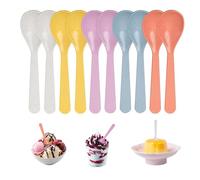 Plastic Spoons, 10PCs Plastic Teaspoons Hard Reusable Tea Spoons Plastic Short Handled Spoon BPA Free Teaspoon for Egg Rice Soup Sundae Ice Cream Dessert Espresso