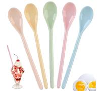 Plastic Spoons Long, Pack of 5 Coloured Plastic Spoons, Egg Spoons, Plastic, Reusable Yoghurt Spoon, Soup Spoon, Coffee Spoon, Ice Cream Spoon, Dessert Spoon, Egg Spoon Plastic