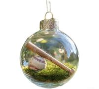 Plastic Sports Ornament in Ball Form for Christmas Tree Featuring Baseball Golf Football Visual Design (Baseball)