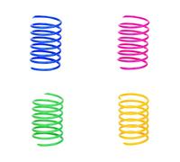 Plastic Spring Cat Toys for Interactive Play, Chasing, Patting and Biting, contain 4 bright colors of yellow, green, pink and blue, meeting the preferences of kittens (Small)