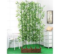 Plastic Sscreen Leaf Screen Outdoor Privacy Partition Fence, Yard Landscaping Faux Tree with Wood Pot, Artificial Fake Trees Silk Plant(1.5m Tall,40x18x18.5cm-8 Pole)