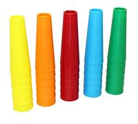 Plastic Stacking Cones, Large, Set of 30, Multi-Colored 7 Inch Cones with Grooved Non-Slip Surface for Grip, Coordination, Hand Skills, Home, Classroom, and Therapy Use