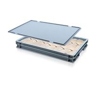 Plastic Stacking Food Grade Pizza Dough Proofing Bakery Euro Tray with Lid - Commercial Quality! 13 Litre Stackable HDPE Containers - Chemical Resistant