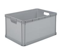 3 x 64 Litre Robusto Industrial Plastic Stacking Euro Storage Containers Boxes Crates GREY