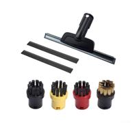 Plastic Steam Accessories Set with Squeegee for Karcher | 7-piece kit, fits for sc2-SC5, squeegee plus brushes, plastic build, deep clean tiles