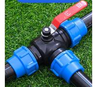 Plastic Steel Core Ball Valve Tee Connector, PE Three-Way Water Distribution Fitting for Irrigation Systems, Sizes 25mm 32mm 40mm 50mm(40mm)