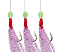 Plastic Steel for sabiki String Hooks 6pcs Colourful Plastic | Luminous fish head, colored silk, attracts big fish, 1.5m length, sea freshwater use