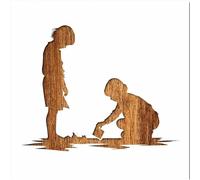 Plastic Stencil 21 x 21 cm Children Playing at the Beach
