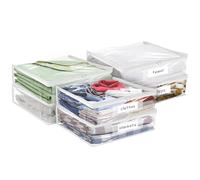 Plastic Storage Bags with Easy-Glide Zipper, Pack of 6, Durable Clear Vinyl Zippered Storage Bags for Clothes Sweaters Comforters Blankets Sheets Bedding (15.7 x 13.8 x 2.5 Inch, White)