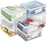 Plastic Storage Bags with Easy-Glide Zipper, Pack of 8, Durable Clear Vinyl Zippered Storage Bags for Clothes Sweaters Comforters Blankets Sheets Bedding (10.5 x 10.5 x 2.5 Inch)