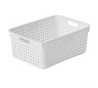 Plastic Storage Basket for Indoor Use, Designed to Organize Household Items on Desktop, Bathroom, and Kitchen Counters with Various Sizes (L-White)