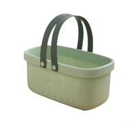 Plastic Storage Basket with Handle Drainage Holes Removable Divider