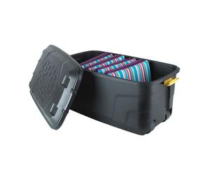 Plastic Storage Box 145 Litres Extra Large - Black Heavy Duty by Strata