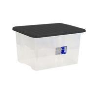 Plastic Storage Box 30 Litres - Clear & Black by Premier