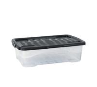 Plastic Storage Box 30 Litres - Clear & Black Curve by Strata