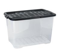 Plastic Storage Box 65 Litres Large - Clear & Black Curve by Strata