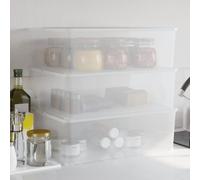 Plastic Storage Box Clear 33x20x11cm PP Stackable Lockable Pack of 3 BPA-Free XL