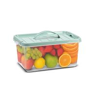 Plastic Storage Box Lightweight Robust Stackable Storage Boxes with Lid, Clear Latch Boxes, Plastic Organiser, Space Saving Solution for Home Office (3.5L - Mint Green Lid with Handle)