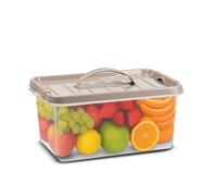 Plastic Storage Box Lightweight Robust Stackable Storage Boxes with Lid, Clear Latch Boxes, Plastic Organiser, Space Saving Solution for Home Office (3.5L - Taupe Lid with Handle)