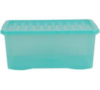 Wham Crystal Plastic Storage Boxes With Lids Home Office Stackable Nestable Container Box, 45L Easy fit Underbed Protective Storage Box, 60 x 40 x 25 cm - Tint Spearmint (Set of 3)