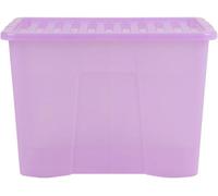 Wham Crystal 80 Liter Plastic Storage Box With Lid 60 x 40 x 42 cm - (Pack of 5)