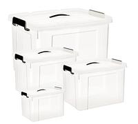Plastic Storage Box with Lid,40L*2+ 25L*1+ 80L*1 Large Storage Boxes Clear Stackable Storage Bin with Latching Buckles for Home and Office