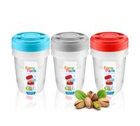 Plastic Storage Box With Lid Food Jars With Round Screw Top Lids Easy Pack Containers Reusable Boxes Microwave And Dishwasher Safe For Kitchen Spices Sweets Canister Pots BPA Free 1L And 500ML (2 Pk)