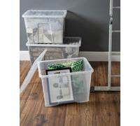 Plastic Storage Box With Lid Wham Crystal 80L Container - Tint Clear (Set Of 3) / Free Next Day Delivery