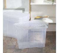 Plastic Storage Box With Lid Wham Crystal 80L Container - Tint Clear (Set Of 4) / Free Next Day Delivery
