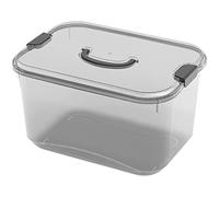 Plastic Storage Boxes, 20L Storage Boxes with Lid Plastic Stackable Storage Boxes, Storage Boxes with Handles for Home, Office (4 Packs, Black)