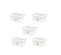 Plastic Storage Boxes Crystal Clear 11L Box & Lid Home Office Stackable Nestable - Pack of 5