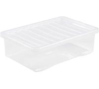 Plastic Storage Boxes With Lids WHAM Clear, Stackable, 32L Underbed, Set of 5