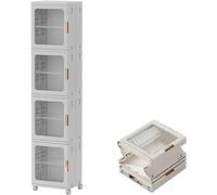 Plastic storage cabinet,Stackable Plastic Storage Bins with Open Front Door & Wheels - 2/3/4 Tier Organizers for Bedroom, Living Room, Kitchen - Multi-functional Storage Solution for Easy Ac