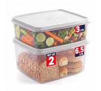 Plastic Storage Containers with Lids - 2-Pack 3L + 6.5L Cupcake Carrier - Leakproof Cookie Storage Containers Airtight - BPA-Free Containers with Lids for Food Storage, Meal Prep, Leftovers, Cupcakes