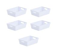 Plastic Storage Cool Basket/Box - Rectangular 3.01 Plastic Storage Box with Handles - Wham Studio Kitchen Home Office Storage Basket Boxes (Ice White - Pack of 5)
