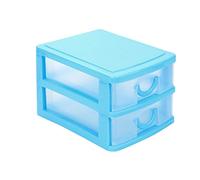 Plastic Storage Drawer Organizer Box with Lid Portable Stackable Multi Layer Case for Home Office Desktop Craft Supplies and Small Items Durable Lightweight Easy Carry Multipurpose Container (Blue)