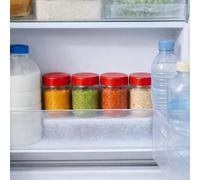 Plastic Storage Jars with Red Screw Lids, Clear BPA Free Containers for Cream, Spices, Beads, Needles, Small Item Storage, Multipurpose Pots for Travel & Kitchen Use (Set of 4 - 250ml Round Jar)