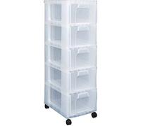Plastic Storage Really Useful Tower 5 x 12 Litre Clear Drawers